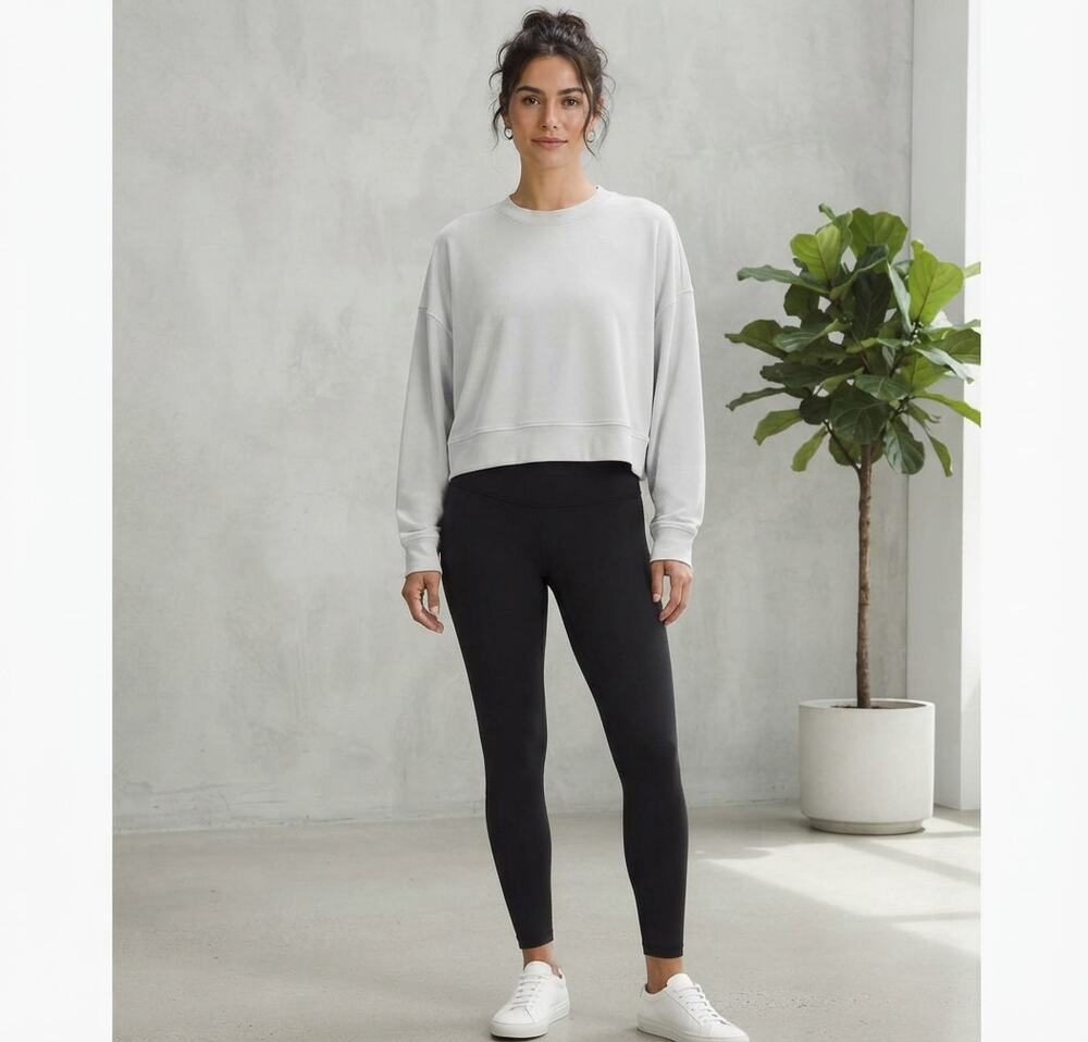 Lululemon Softstreme Perfectly Oversized Cropped Crew Sweatshirt L Gray 10